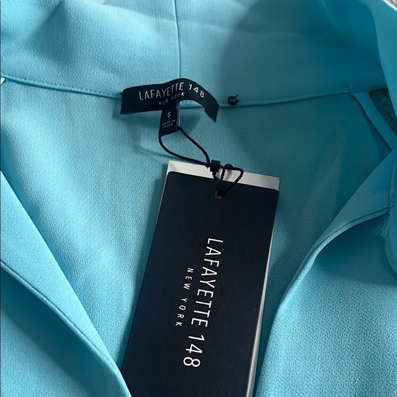 Lafayette 148 New York Blue Button-Up Blouse - Picture 2 of 9